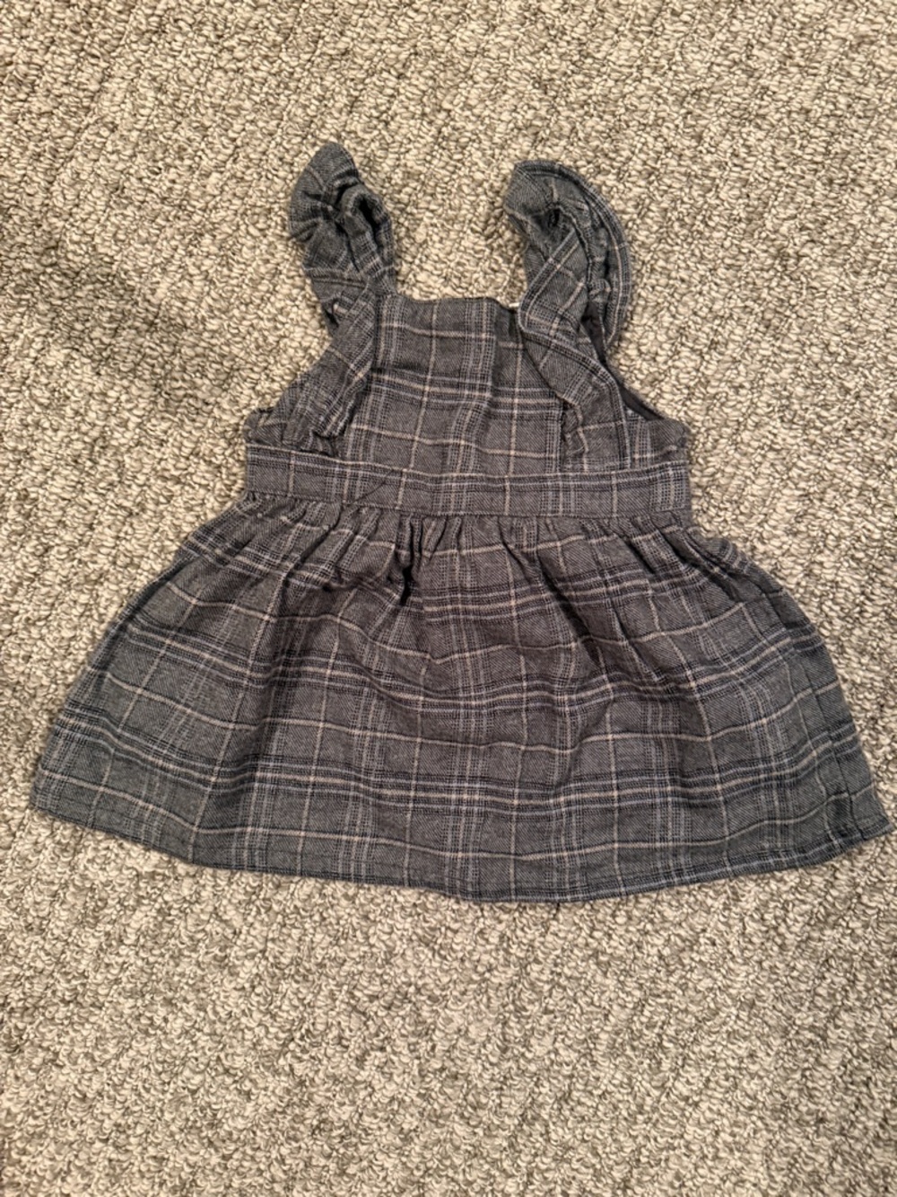 Baby Gray Plaid Ruffle-Strap Casual Dress